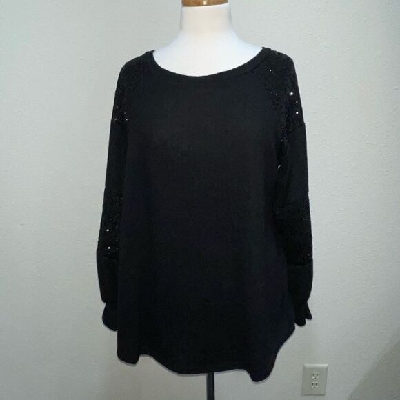 Plus Size 7th Ray Sequin Sleeve Long Sleeve Top Size 1X - Picture 1 of 6